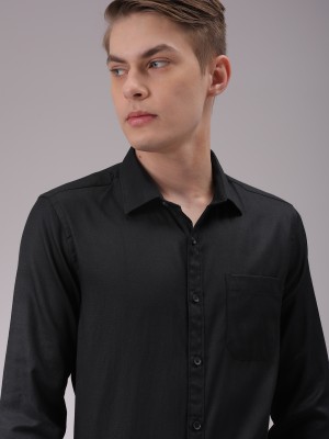 The Indian Garage Co. Men Solid Formal Black Shirt