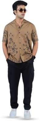 Eszett Men Printed Casual Brown Shirt