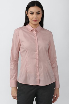 VAN HEUSEN Women Solid Formal Pink Shirt