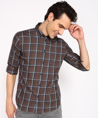 FLYING MACHINE Men Checkered Casual Blue Shirt