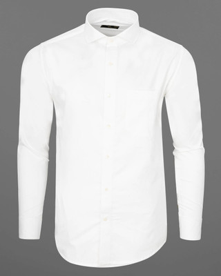 HOC Men Solid Formal White Shirt