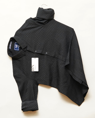 N AND J Men Self Design Casual Orange Shirt