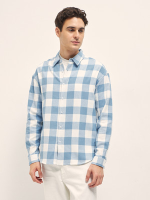 THE BEAR HOUSE Men Checkered Casual Blue Shirt