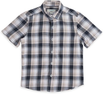 Pantaloons Junior Boys Checkered Casual Dark Blue Shirt