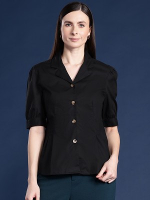 Hancock Women Solid Formal Black Shirt