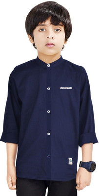 The Crane Boys Solid Casual Dark Blue Shirt