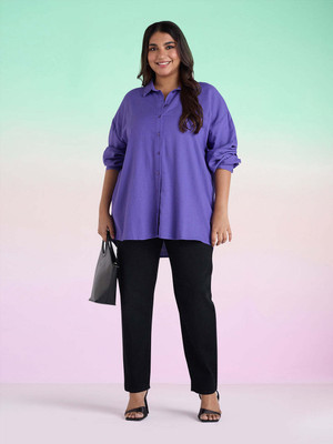 Big Hello Women Solid Casual Blue Shirt