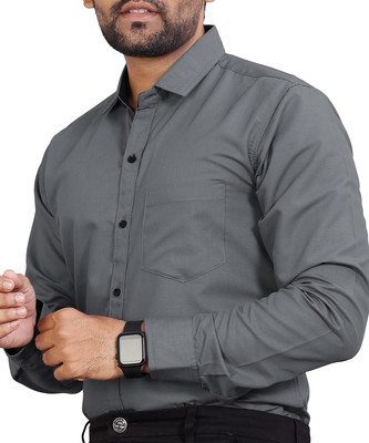 METRONAUT Men Solid Formal Grey Shirt