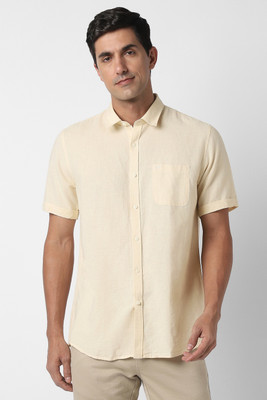 PETER ENGLAND Men Solid Casual Beige Shirt