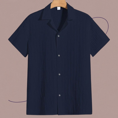 Dharamraj Fashion Men Self Design Casual Dark Blue Shirt