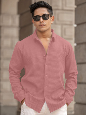Cloth Factory Men Solid Casual Orange Shirt