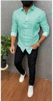 StellLIFESTYLE Trend Men Printed Casual Green Shirt