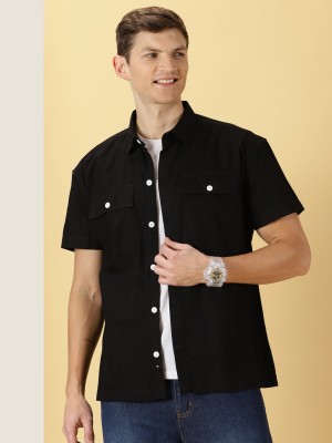 THOMAS SCOTT Men Solid Casual Black Shirt