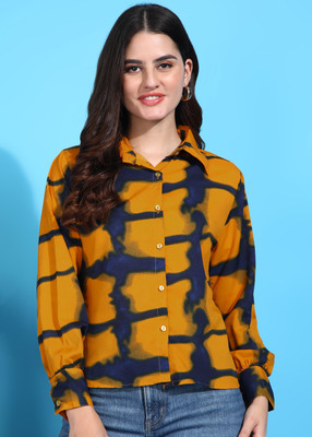 FUNDAY FASHION Women Striped Casual Yellow Shirt