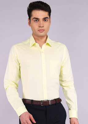 Raymond Men Printed Formal Yellow Shirt