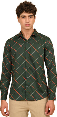 Art Reaalm Men Checkered Casual Green Shirt
