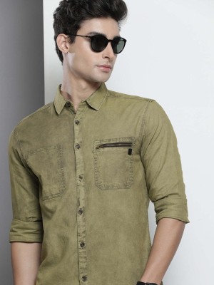 The Indian Garage Co. Men Solid Casual Green Shirt