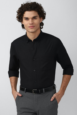 PETER ENGLAND Men Solid Casual Black Shirt
