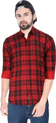 Indi Hemp Men Checkered Casual Red, Black Shirt