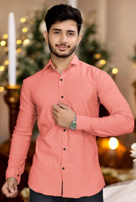 gurukrupa creation Men Solid Casual Pink Shirt