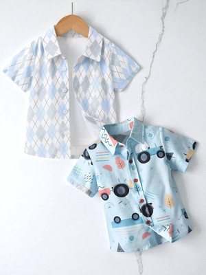 RAVYA TRENDZ Boys Printed, Striped Casual Multicolor Shirt