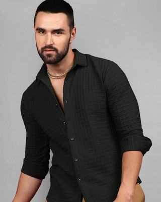 Moda Rapido Men Solid Casual Black Shirt