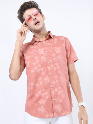 HIGHLANDER Men Printed Casual Pink Shirt