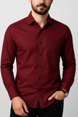 SATYAM Men Solid Casual Maroon Shirt