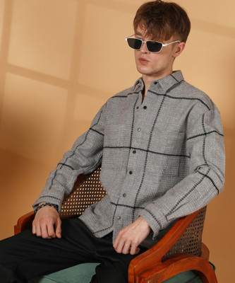CAMPUS SUTRA Men Checkered Casual Grey Shirt