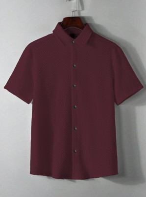 Marmic Fab Men Solid Casual Maroon Shirt