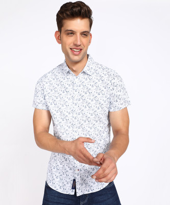 BEING HUMAN Men Printed Casual White Shirt
