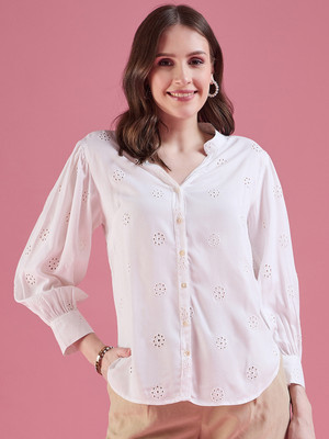 Dressberry Women Floral Print Casual White Shirt