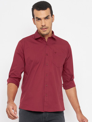 DUKE Men Solid Casual Maroon Shirt