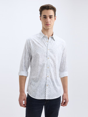 Pepe Jeans Men Floral Print Casual White Shirt