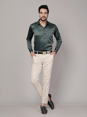 KAISERMEN Men Solid Festive Dark Green Shirt