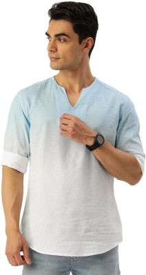 Bene Kleed Men Dyed/Ombre Casual White, Light Blue Shirt