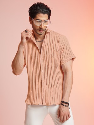 fitoda fashion Men Striped Casual Orange Shirt