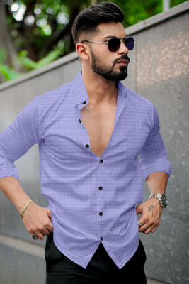 Growwax Men Self Design Casual Purple Shirt