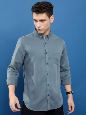 HIGHLANDER Men Solid Casual Blue Shirt