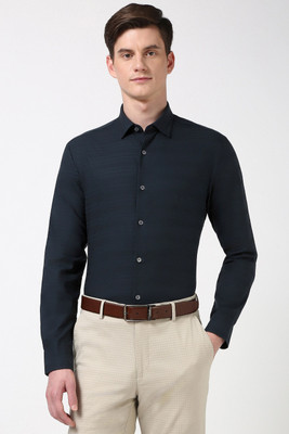 PETER ENGLAND Men Self Design Formal Blue Shirt