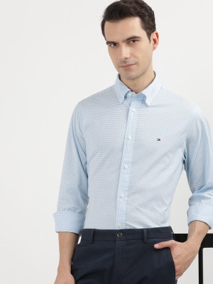 TOMMY HILFIGER Men Striped Formal Blue Shirt