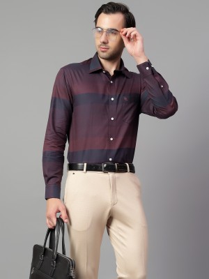 CANTABIL Men Self Design Formal Maroon, Blue Shirt