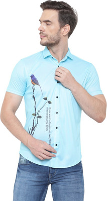 Trendfull Men Graphic Print Casual Light Blue Shirt