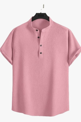 METRONAUT Men Self Design Casual Pink Shirt