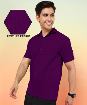 INDICLUB Men Self Design Casual Maroon Shirt