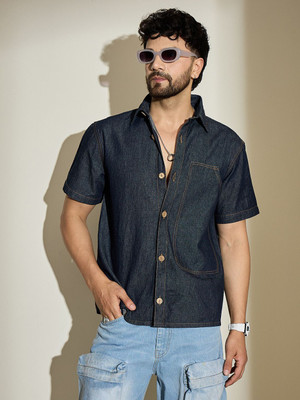 FUGAZEE Men Solid Casual Blue Shirt