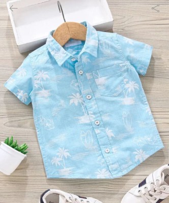 KIKANI ENTERPRISE Baby Boys Printed Casual Light Blue, White Shirt