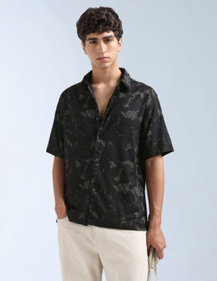 FLYING MACHINE Men Printed Casual Black Shirt