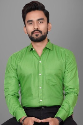 Bhudev Creation Men Solid Formal Green Shirt