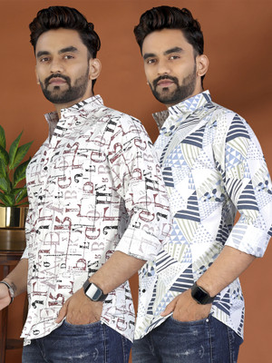 ADWYN PETER Men Printed Casual Multicolor Shirt(Pack of 2)